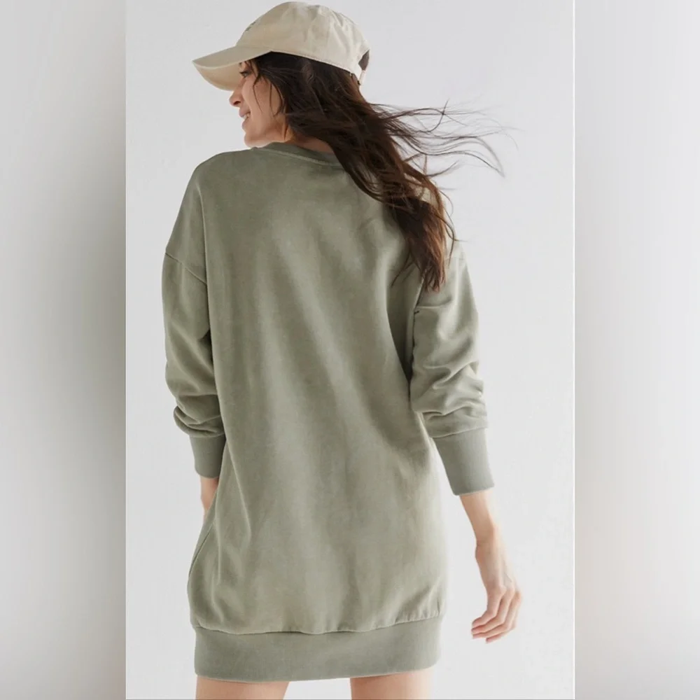 New Francesca’s Diamond Wash Shift Olive Green Shift Dress - Picture 4 of 6